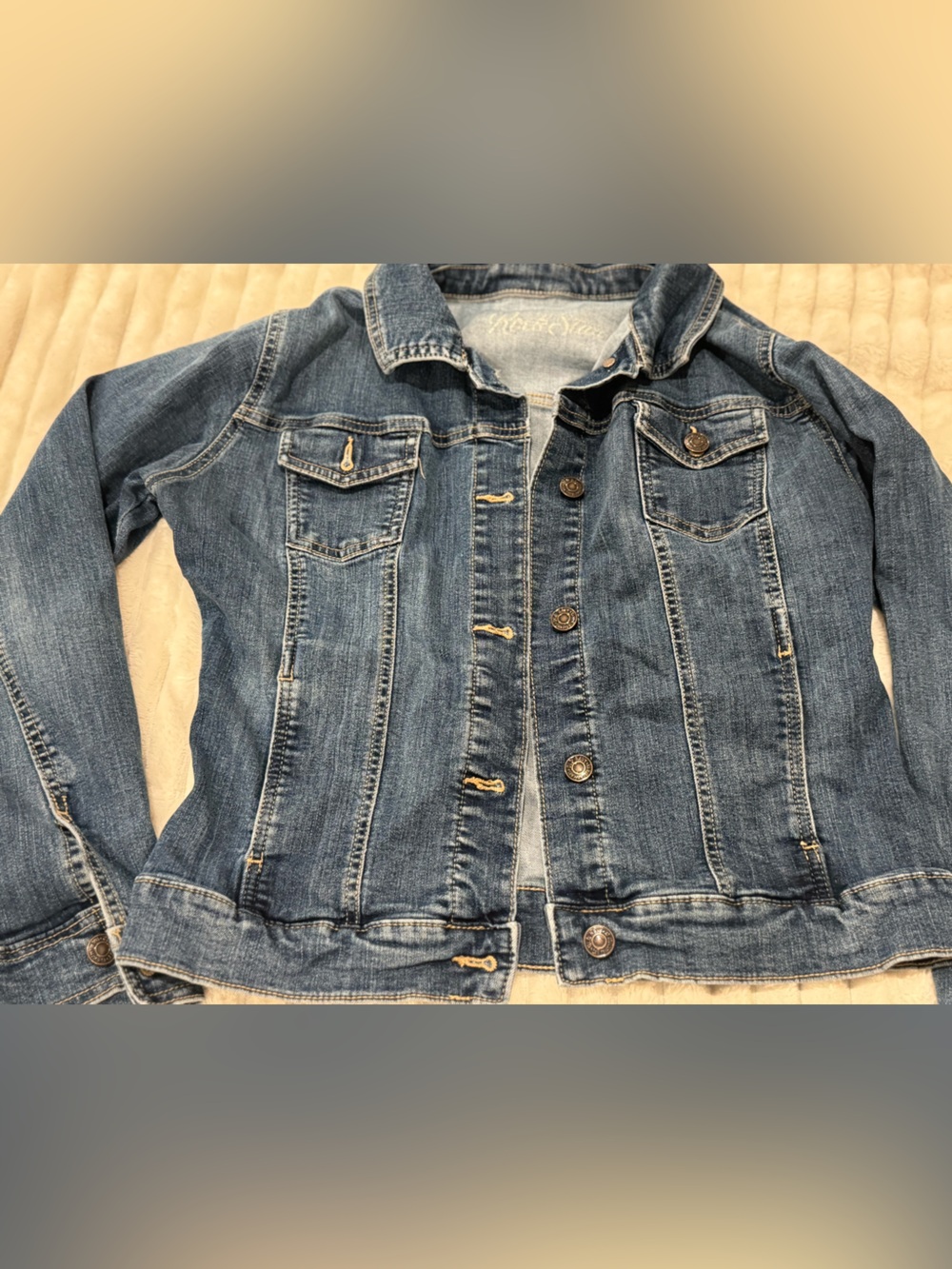 Old Navy Medium Blue Denim Jean Jacket with Button Front